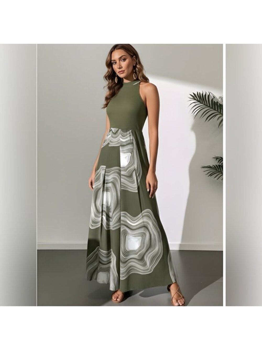 Green Boho  Printed Halterneck Jumpsuit